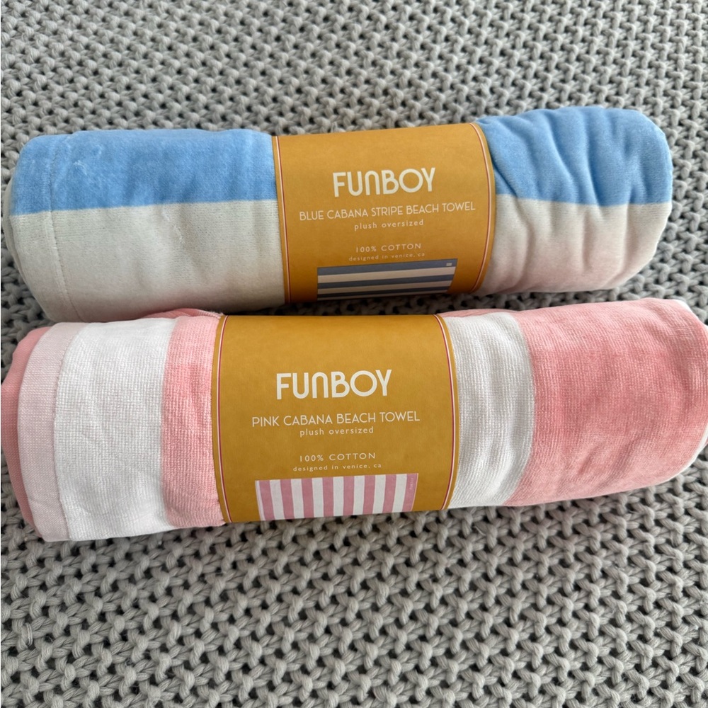 NWT Funboy Cabana Beach Towel- 2/ pink and blue